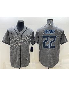 Men's Tennessee Titans #22 Derrick Henry Grey With Patch Cool Base Stitched Baseball Jersey