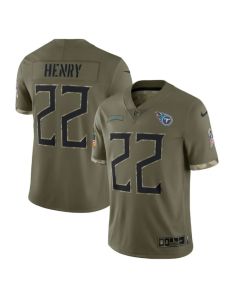 Men's Tennessee Titans #22 Derrick Henry Olive 2022 Salute To Service Limited Stitched Jersey
