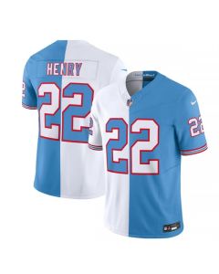 Men's Tennessee Titans #22 Derrick Henry White/Blue 2023 F.U.S.E. Split Vapor Limited Throwback Stitched Football Jersey