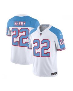 Men's Tennessee Titans #22 Derrick Henry White/Blue 2023 F.U.S.E. Vapor Limited Throwback Stitched Football Jersey