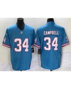 Men's Tennessee Titans #34 Earl Campbell Light Blue 2023 F.U.S.E. Vapor Limited Throwback Stitched Football Jersey