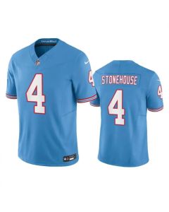 Men's Tennessee Titans #4 Ryan Stonehouse Light Blue 2023 F.U.S.E. Vapor Limited Throwback Stitched Football Jersey