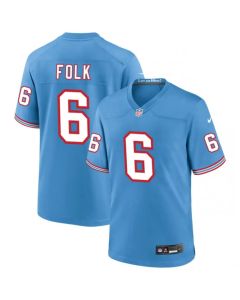 Men's Tennessee Titans #6 Nick Folk Light Blue Throwback Player Stitched Game Jersey