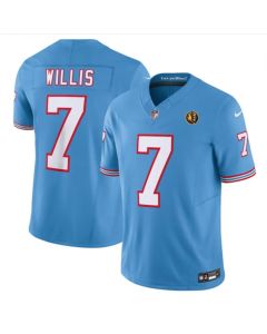 Men's Tennessee Titans #7 Malik Willis Blue 2023 F.U.S.E. Throwback With John Madden Patch Vapor Limited Stitched Football Jersey