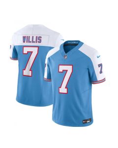 Men's Tennessee Titans #7 Malik Willis Blue/White 2023 F.U.S.E. Vapor Limited Throwback Stitched Football Jersey