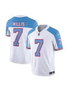 Men's Tennessee Titans #7 Malik Willis White/Blue 2023 F.U.S.E. Vapor Limited Throwback Stitched Football Jersey