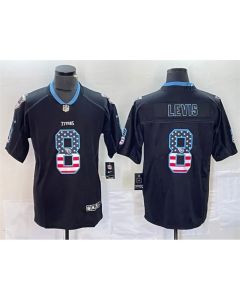Men's Tennessee Titans #8 Will Levis Black 2018 USA Flag Color Rush Limited Stitched Jersey