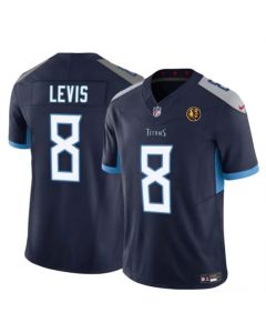 Men's Tennessee Titans #8 Will Levis Navy 2023 F.U.S.E. With John Madden Patch Vapor Limited Stitched Football Jersey