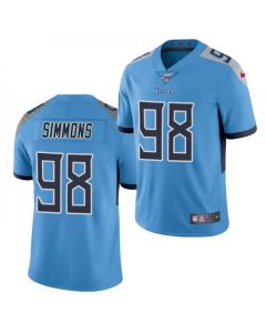 Men's Tennessee Titans #98 Jeffery Simmons Blue 100th Stitched Jersey
