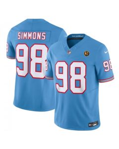 Men's Tennessee Titans #98 Jeffery Simmons Blue 2023 F.U.S.E. Throwback With John Madden Patch Vapor Limited Stitched Football Jersey