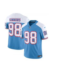 Men's Tennessee Titans #98 Jeffery Simmons Blue/White 2023 F.U.S.E. Vapor Limited Throwback Stitched Football Jersey