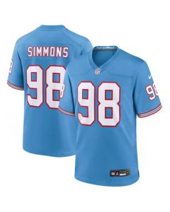 Men's Tennessee Titans #98 Jeffery Simmons Light Blue Throwback Player Stitched Game Jersey