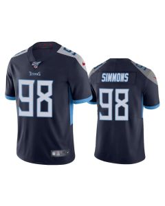 Men's Tennessee Titans #98 Jeffery Simmons Navy 2019 100th Season Vapor Untouchable Limited Stitched NFL Jersey