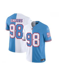 Men's Tennessee Titans #98 Jeffery Simmons White/Blue 2023 F.U.S.E. Split Vapor Limited Throwback Stitched Football Jersey
