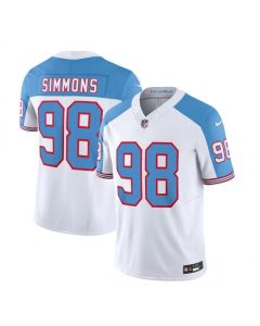 Men's Tennessee Titans #98 Jeffery Simmons White/Blue 2023 F.U.S.E. Vapor Limited Throwback Stitched Football Jersey