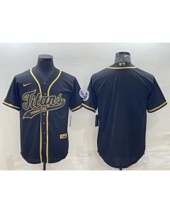 Men's Tennessee Titans Blank Black Gold With Patch Cool Base Stitched Baseball Jersey