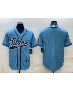 Men's Tennessee Titans Blank Blue With Patch Cool Base Stitched Baseball Jersey