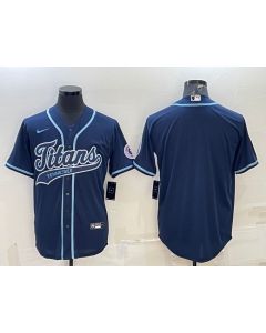 Men's Tennessee Titans Blank Navy With Patch Cool Base Stitched Baseball Jersey