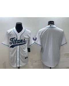 Men's Tennessee Titans Blank White With Patch Cool Base Stitched Baseball Jersey