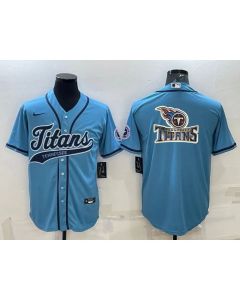 Men's Tennessee Titans Blue Team Big Logo With Patch Cool Base Stitched Baseball Jersey