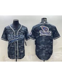 Men's Tennessee Titans Grey Camo Team Big Logo With Patch Cool Base Stitched Baseball Jersey