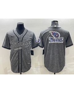 Men's Tennessee Titans Grey Team Big Logo With Patch Cool Base Stitched Baseball Jersey