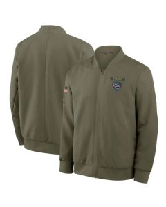 Men's Tennessee Titans Olive 2025 Salute to Service Sideline Full-Zip Bomber Jacket (Style 2)