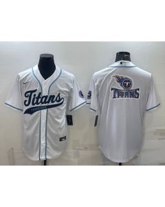 Men's Tennessee Titans White Team Big Logo With Patch Cool Base Stitched Baseball Jersey