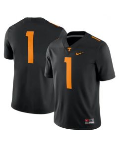 Men's Tennessee Volunteers #1 Black Stitched Game Jersey
