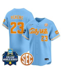 Men's Tennessee Volunteers #23 Karlyn Pickens Blue 2026 World Series & SEC Patch Softball Jersey (Blue)