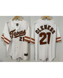 Men's Texas Longhorns #21 Roger Clemens White Stitched Jersey