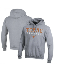 Men's Texas Longhorns Grey Stack Logo Baseball Powerblend Pullover Hoodie