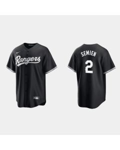 Men's Texas Rangers #2 Marcus Semien Black Cool Base Stitched Baseball Jersey