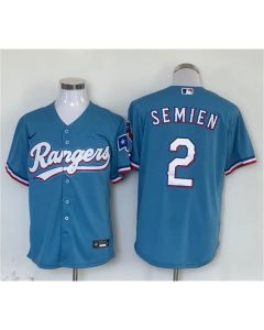Men's Texas Rangers #2 Marcus Semien Blue With Patch Cool Base Stitched MLB Jersey