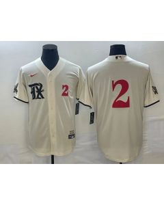 Men's Texas Rangers #2 Marcus Semien Cream 2023 City Connect With Patch Stitched Baseball Jersey