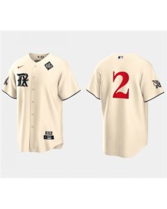 Men's Texas Rangers #2 Marcus Semien Cream 2023 World Series City Connect Stitched Baseball Jersey