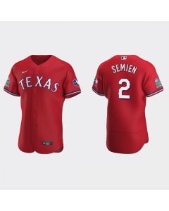 Men's Texas Rangers #2 Marcus Semien Red Flex Base Stitched Jersey