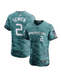 Men's Texas Rangers #2 Marcus Semien Teal 2023 All-star Flex Base Stitched Baseball Jersey