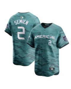 Men's Texas Rangers #2 Marcus Semien Teal 2023 All-star Stitched Baseball Jersey