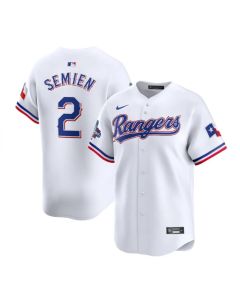 Men's Texas Rangers #2 Marcus Semien White 2023 World Series Champions Stitched Baseball Jersey