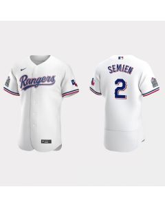 Men's Texas Rangers #2 Marcus Semien White Flex Base Stitched Jersey