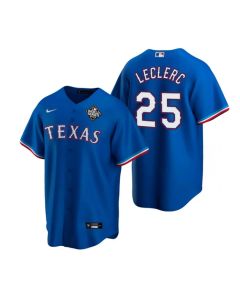 Men's Texas Rangers #25 Jose Leclerc Royal 2023 World Series Stitched Baseball Jersey