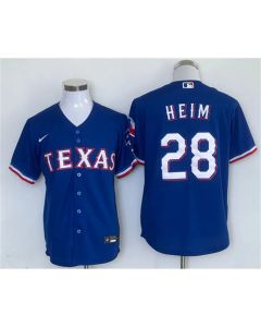 Men's Texas Rangers #28 Jonah Heim Royal With Patch Cool Base Stitched MLB Jersey