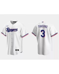 Men's Texas Rangers #3 Leody Taveras White Cool Base Stitched Baseball Jersey