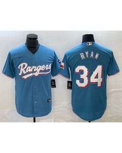 Men's Texas Rangers #34 Nolan Ryan Blue Cool Base Stitched Baseball Jersey