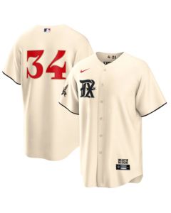 Men's Texas Rangers #34 Nolan Ryan Cream 2023 City Connect Stitched Baseball Jersey