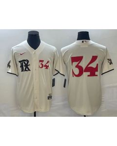 Men's Texas Rangers #34 Nolan Ryan Cream 2023 City Connect With Patch Stitched Baseball Jersey
