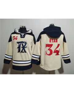 Men's Texas Rangers #34 Nolan Ryan Cream Ageless Must-Have Lace-Up Pullover Hoodie