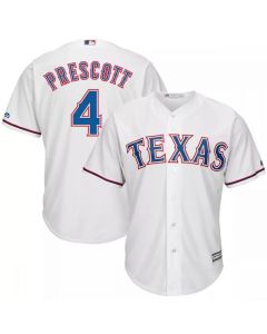 Men's Texas Rangers #4 Dak Prescott White Cool Base Stitched Baseball Jersey