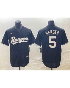 Men's Texas Rangers #5 Corey Seager Black Cool Base Stitched Baseball Jersey (Black)